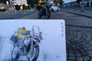 Von Schottland nach Venedig mit Zweirad, Zelt und Zeichenblock (c) Urban Scetching von Jens Hübner (1)_kl