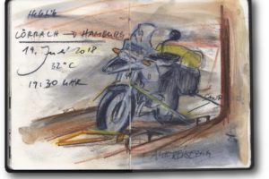 Von Schottland nach Venedig mit Zweirad, Zelt und Zeichenblock (c) Zeichnung von Jens Hübner (2)_kl