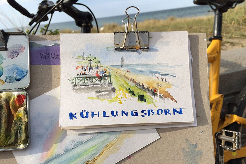 Strandpromenade - urban sketching von Jens Hübner
