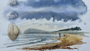 Bernsteinsammler,-Aquarell,-Aquarell,-A4,-J.Huebner Bernsteinsammler,-Aquarell,-Aquarell,-A4,-J.Huebner