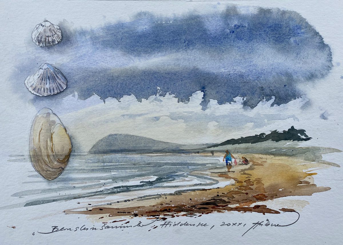 Bernsteinsammler,-Aquarell,-Aquarell,-A4,-J.Huebner