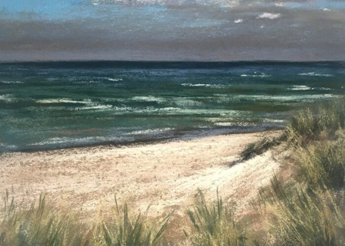 Blick-von-der-Strandpromenade---Pastell---40x30cm---Martina-Zingler