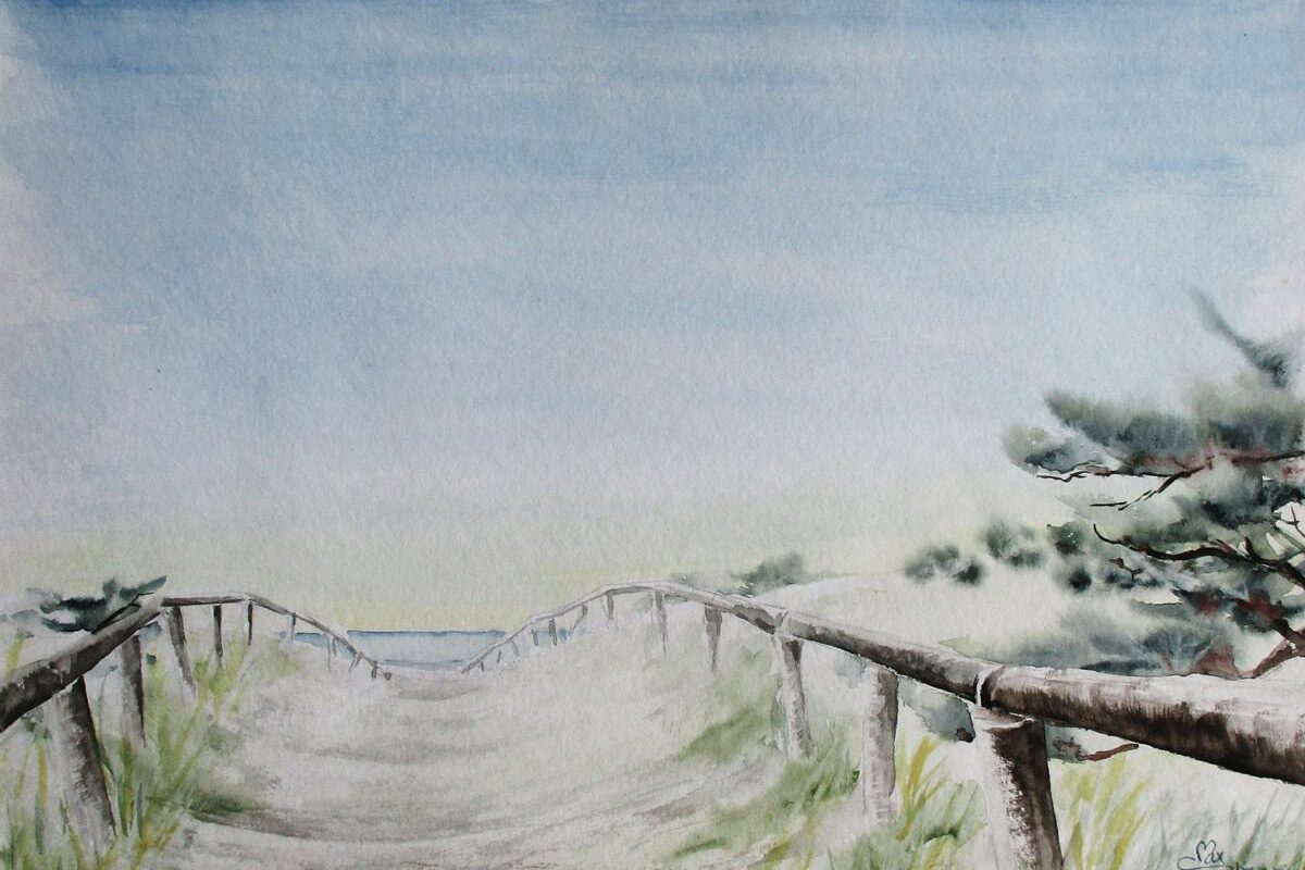 Dünenübergang - Max Struwe, Aquarell 30 x 40 cm