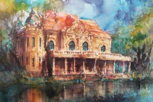 Villa Baltic/ Kühlungsborn West I - Carsten Wieland, Aquarell, 2023, 76x56cm