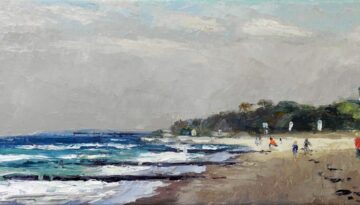 Strand von Kühlungsborn, Thomas Freund, Öl auf Leinwand, 20 x 50 cm¸ 2024